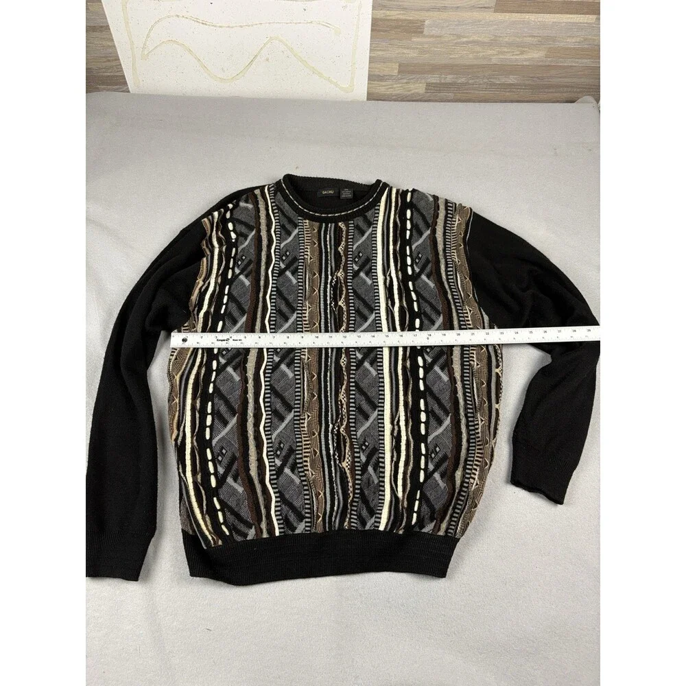 Vintage GACHU Coogi Style 3D Knit Sweater Size 2XL Cosby Biggie Dadcore